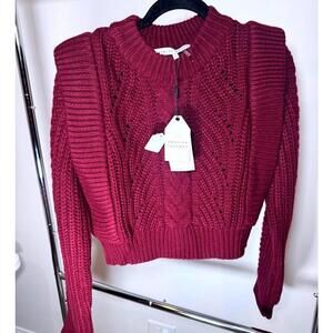 English Factory Cozy Cropped Sweater - Burgundy